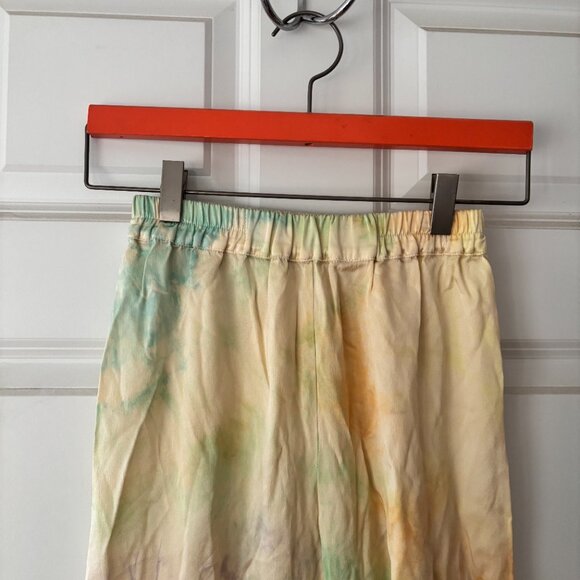 NWT Sleeper Silk Satin Pajama Set Tie Dye Yellow Mimosa Party Loungewear XS - Picture 6 of 10